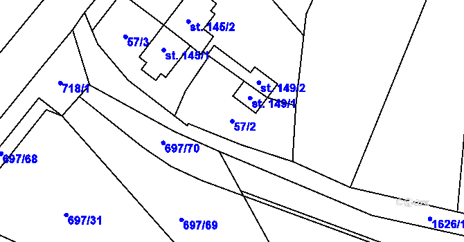 Parcela st. 57/2 v KÚ Tisová u Tachova, Katastrální mapa
