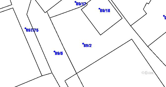 Parcela st. 89/2 v KÚ Tisová u Tachova, Katastrální mapa