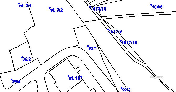Parcela st. 92/1 v KÚ Tisová u Tachova, Katastrální mapa