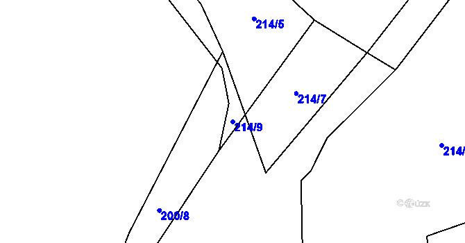 Parcela st. 214/9 v KÚ Tisová u Tachova, Katastrální mapa