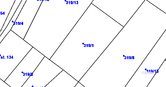 Parcela st. 319/1 v KÚ Tisová u Tachova, Katastrální mapa
