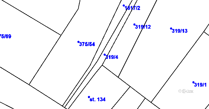 Parcela st. 319/4 v KÚ Tisová u Tachova, Katastrální mapa