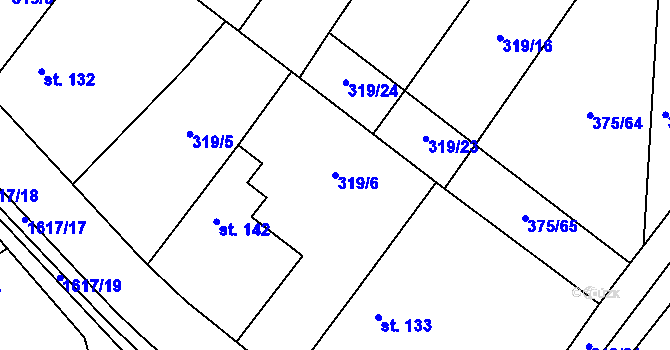 Parcela st. 319/6 v KÚ Tisová u Tachova, Katastrální mapa