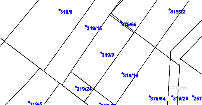 Parcela st. 319/9 v KÚ Tisová u Tachova, Katastrální mapa