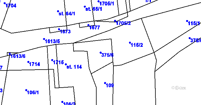 Parcela st. 375/6 v KÚ Tisová u Tachova, Katastrální mapa