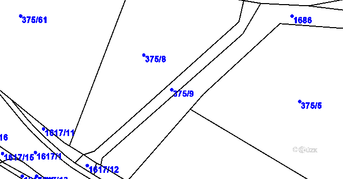 Parcela st. 375/9 v KÚ Tisová u Tachova, Katastrální mapa