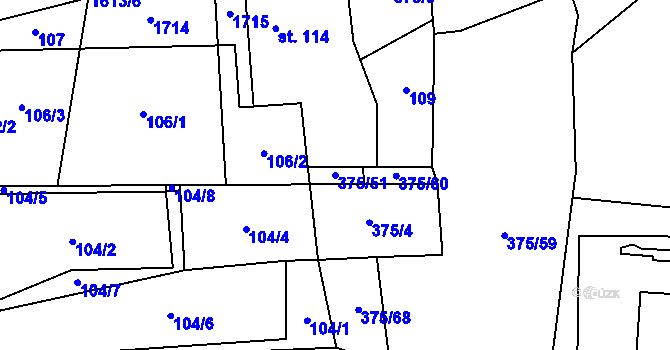 Parcela st. 375/51 v KÚ Tisová u Tachova, Katastrální mapa