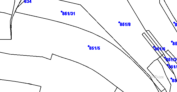 Parcela st. 851/5 v KÚ Tisová u Tachova, Katastrální mapa