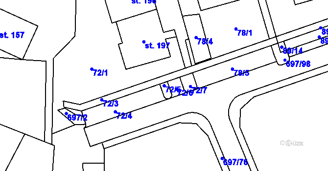 Parcela st. 72/5 v KÚ Tisová u Tachova, Katastrální mapa