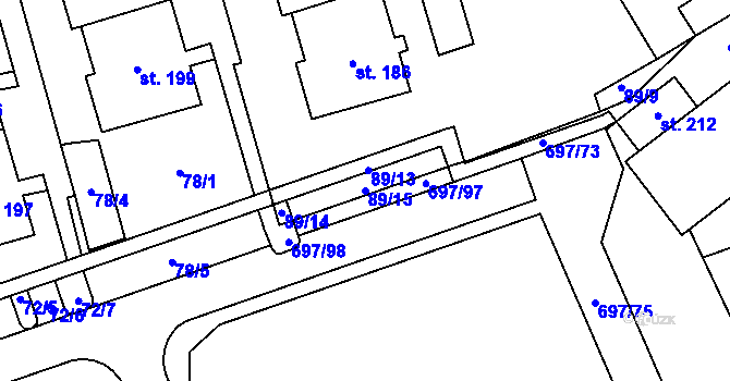 Parcela st. 89/15 v KÚ Tisová u Tachova, Katastrální mapa