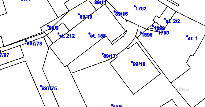 Parcela st. 89/17 v KÚ Tisová u Tachova, Katastrální mapa