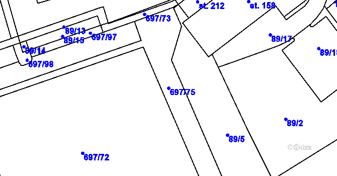 Parcela st. 697/75 v KÚ Tisová u Tachova, Katastrální mapa