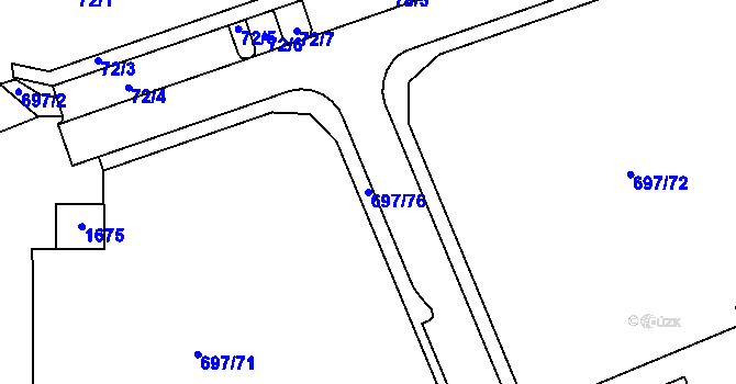 Parcela st. 697/76 v KÚ Tisová u Tachova, Katastrální mapa
