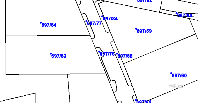 Parcela st. 697/78 v KÚ Tisová u Tachova, Katastrální mapa