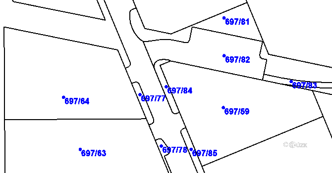Parcela st. 697/84 v KÚ Tisová u Tachova, Katastrální mapa