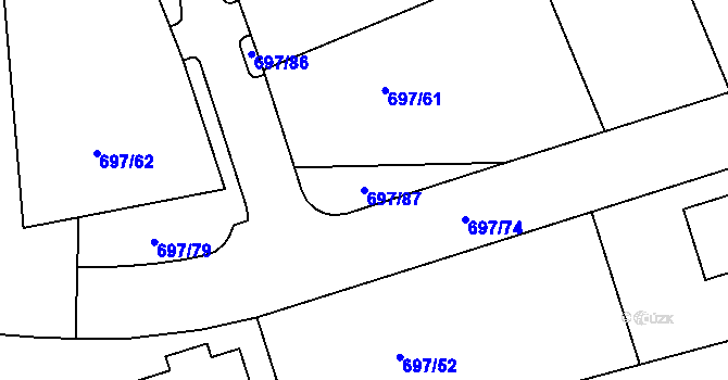 Parcela st. 697/87 v KÚ Tisová u Tachova, Katastrální mapa