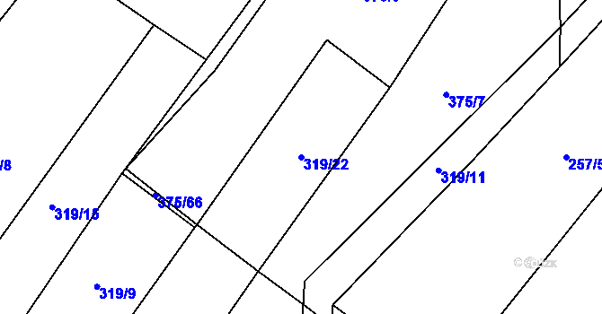 Parcela st. 319/22 v KÚ Tisová u Tachova, Katastrální mapa