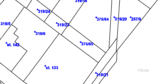Parcela st. 375/65 v KÚ Tisová u Tachova, Katastrální mapa