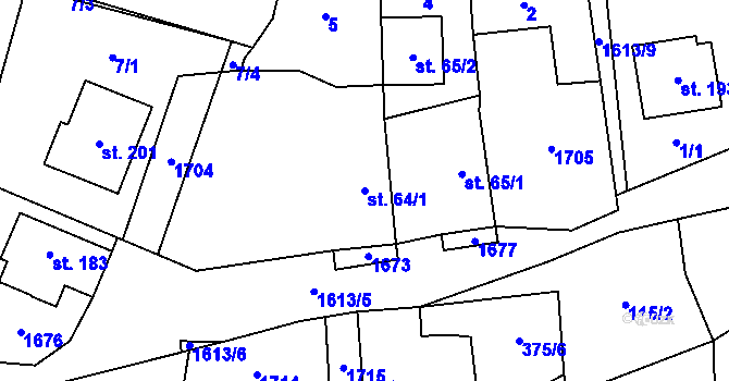 Parcela st. 64/1 v KÚ Tisová u Tachova, Katastrální mapa