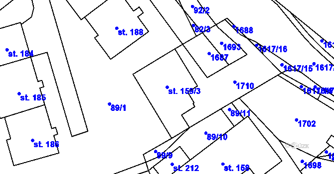 Parcela st. 159/3 v KÚ Tisová u Tachova, Katastrální mapa