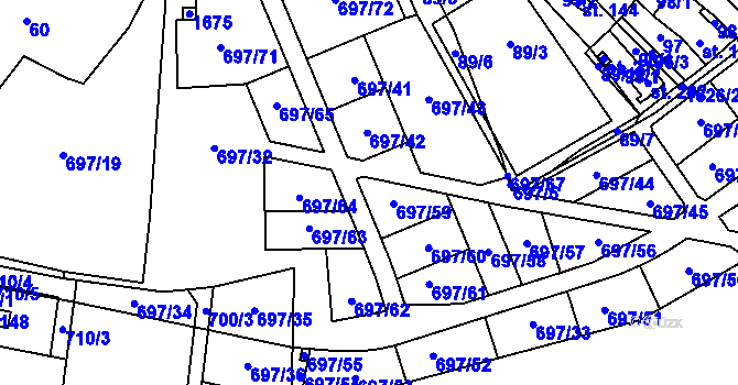 Parcela st. 697/32 v KÚ Tisová u Tachova, Katastrální mapa