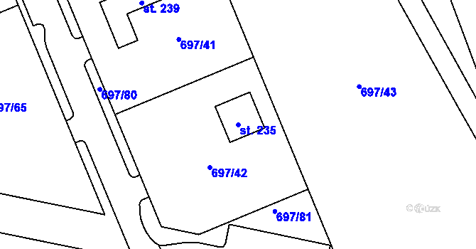 Parcela st. 235 v KÚ Tisová u Tachova, Katastrální mapa