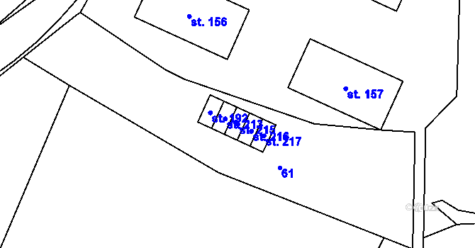 Parcela st. 215 v KÚ Tisová u Tachova, Katastrální mapa