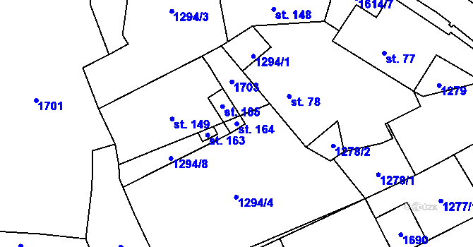 Parcela st. 164 v KÚ Trnová u Tachova, Katastrální mapa