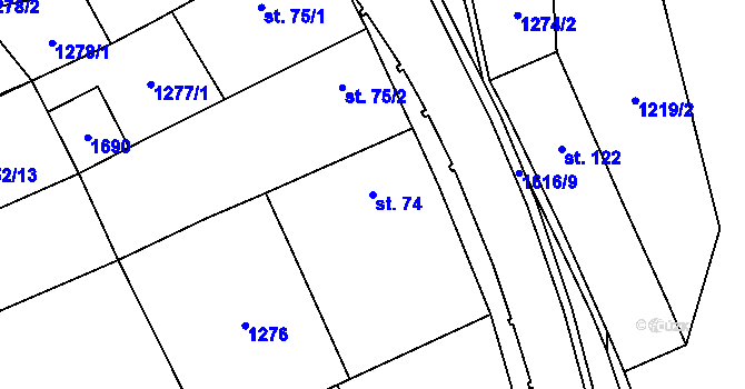 Parcela st. 74 v KÚ Trnová u Tachova, Katastrální mapa