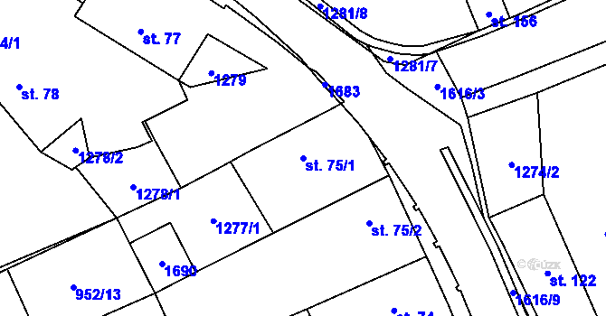 Parcela st. 75/1 v KÚ Trnová u Tachova, Katastrální mapa