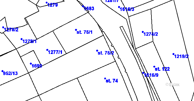 Parcela st. 75/2 v KÚ Trnová u Tachova, Katastrální mapa