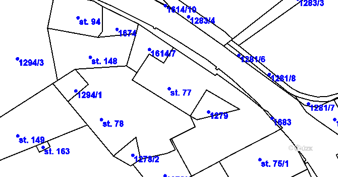 Parcela st. 77 v KÚ Trnová u Tachova, Katastrální mapa