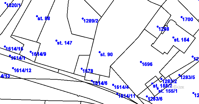Parcela st. 90 v KÚ Trnová u Tachova, Katastrální mapa