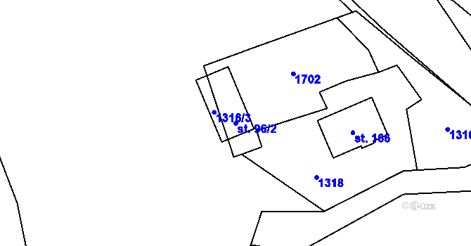 Parcela st. 96/2 v KÚ Trnová u Tachova, Katastrální mapa