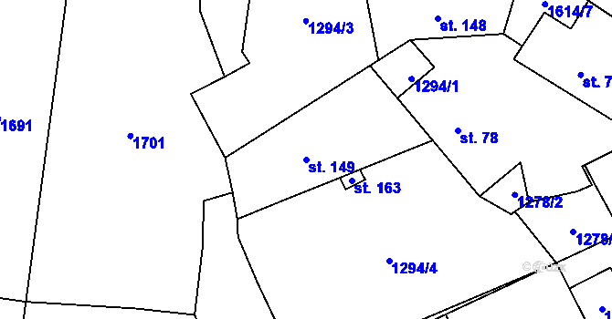 Parcela st. 149 v KÚ Trnová u Tachova, Katastrální mapa