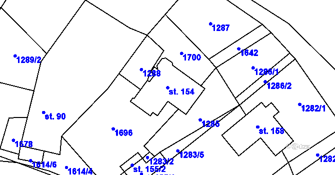 Parcela st. 154 v KÚ Trnová u Tachova, Katastrální mapa