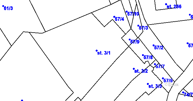 Parcela st. 3/1 v KÚ Tisová u Vysokého Mýta, Katastrální mapa