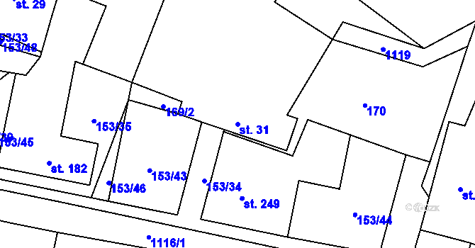 Parcela st. 31 v KÚ Tisová u Vysokého Mýta, Katastrální mapa