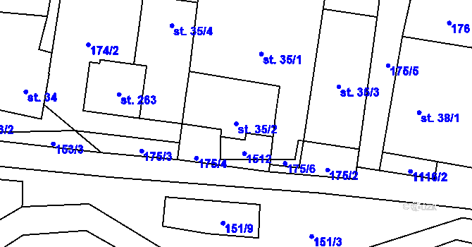 Parcela st. 35/2 v KÚ Tisová u Vysokého Mýta, Katastrální mapa
