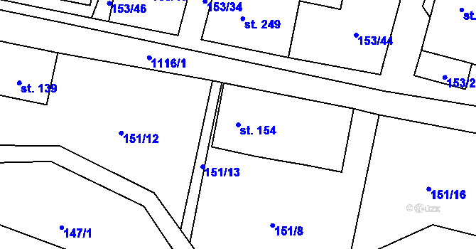 Parcela st. 154 v KÚ Tisová u Vysokého Mýta, Katastrální mapa
