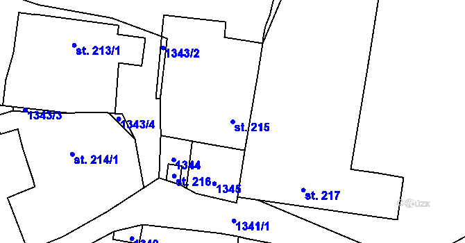 Parcela st. 215 v KÚ Tisová u Vysokého Mýta, Katastrální mapa