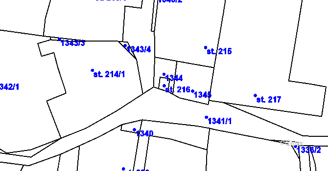 Parcela st. 216 v KÚ Tisová u Vysokého Mýta, Katastrální mapa