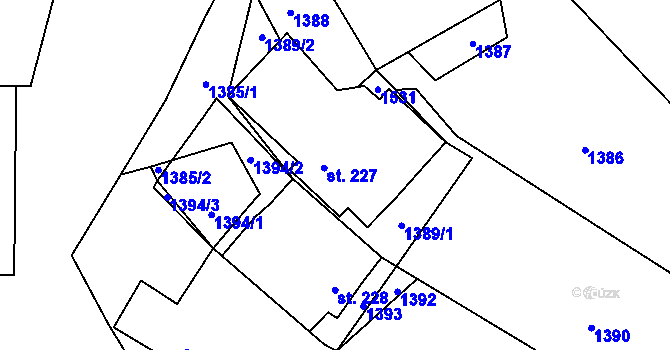 Parcela st. 227 v KÚ Tisová u Vysokého Mýta, Katastrální mapa