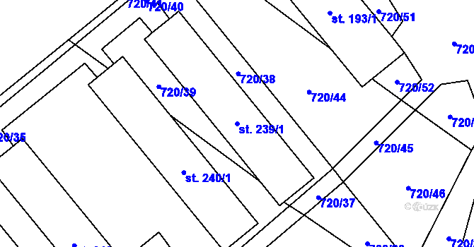 Parcela st. 239/1 v KÚ Tisová u Vysokého Mýta, Katastrální mapa