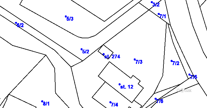 Parcela st. 274 v KÚ Tisová u Vysokého Mýta, Katastrální mapa