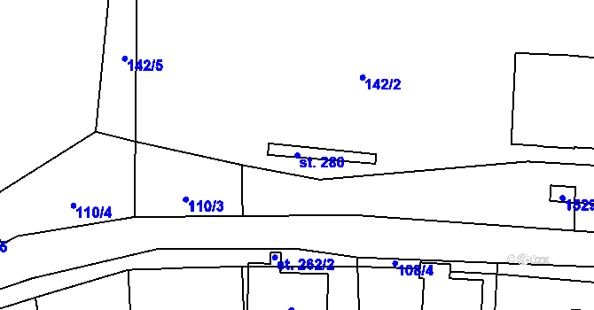 Parcela st. 280 v KÚ Tisová u Vysokého Mýta, Katastrální mapa