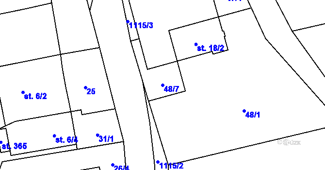 Parcela st. 48/7 v KÚ Tisová u Vysokého Mýta, Katastrální mapa