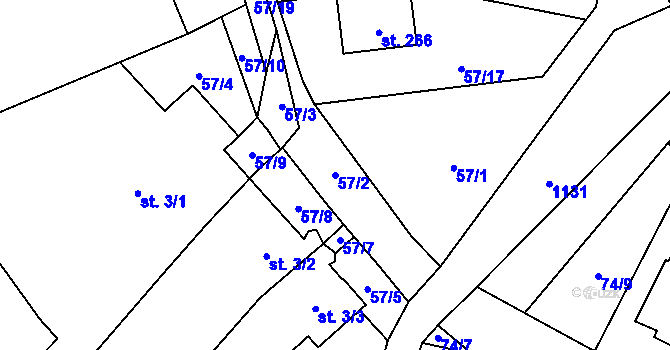 Parcela st. 57/2 v KÚ Tisová u Vysokého Mýta, Katastrální mapa