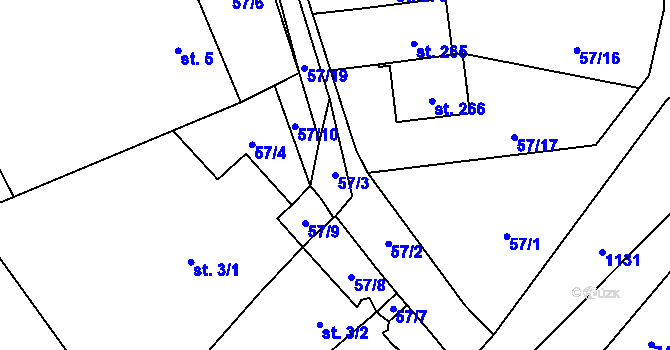Parcela st. 57/3 v KÚ Tisová u Vysokého Mýta, Katastrální mapa