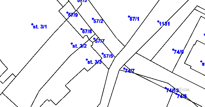 Parcela st. 57/5 v KÚ Tisová u Vysokého Mýta, Katastrální mapa